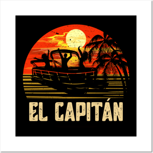 Pontoon Boat Captain Lake Boating El Capitan Posters and Art